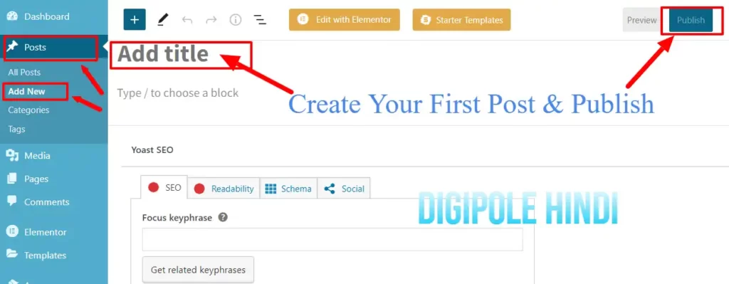 create your first post on wordpress