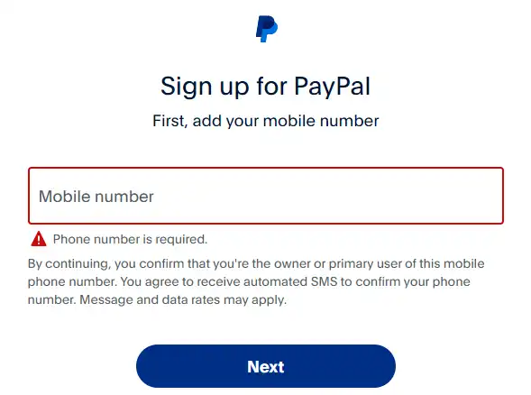 sign up for paypal